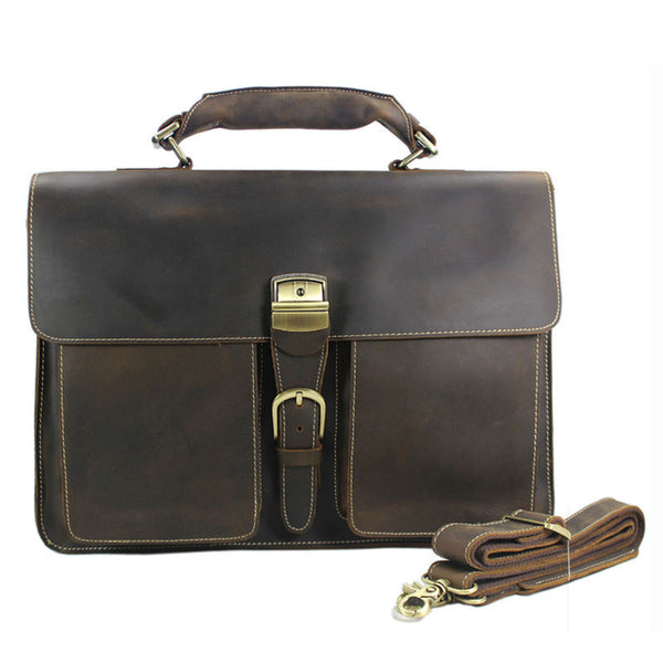 Vintage Portfolio Leather Briefcase - Mustache Trading 