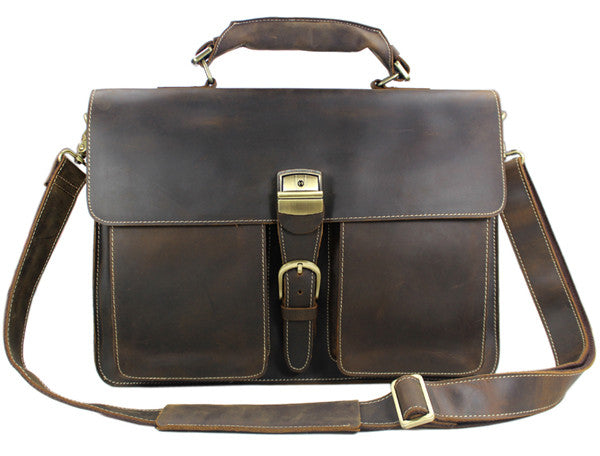 Vintage Portfolio Leather Briefcase - Mustache Trading 